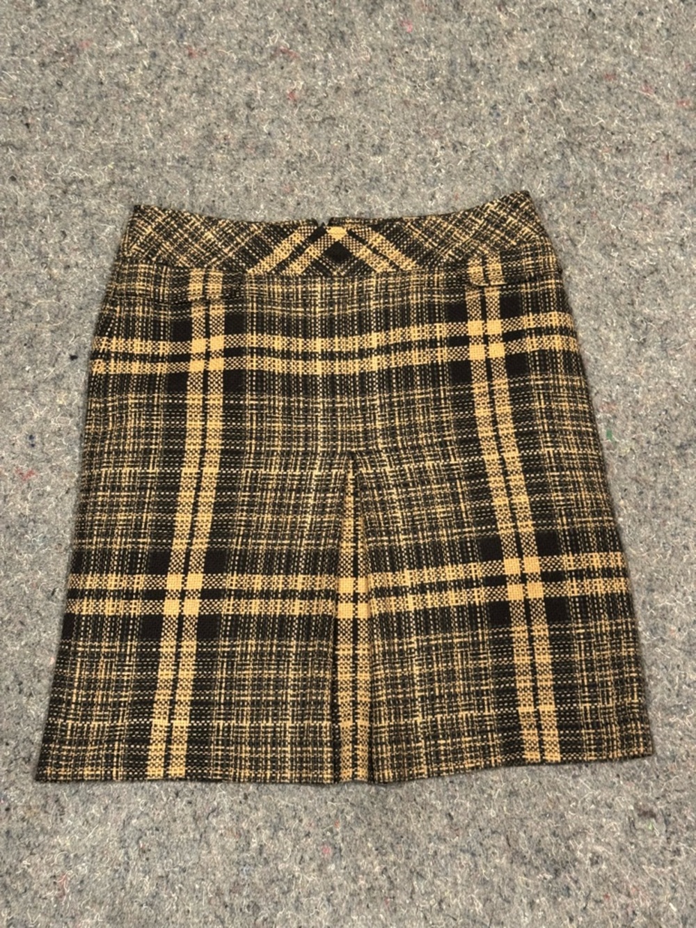 Ann Taylor Petites Plaid Tweed Mini Skirt in Mustard and Black Size 4P